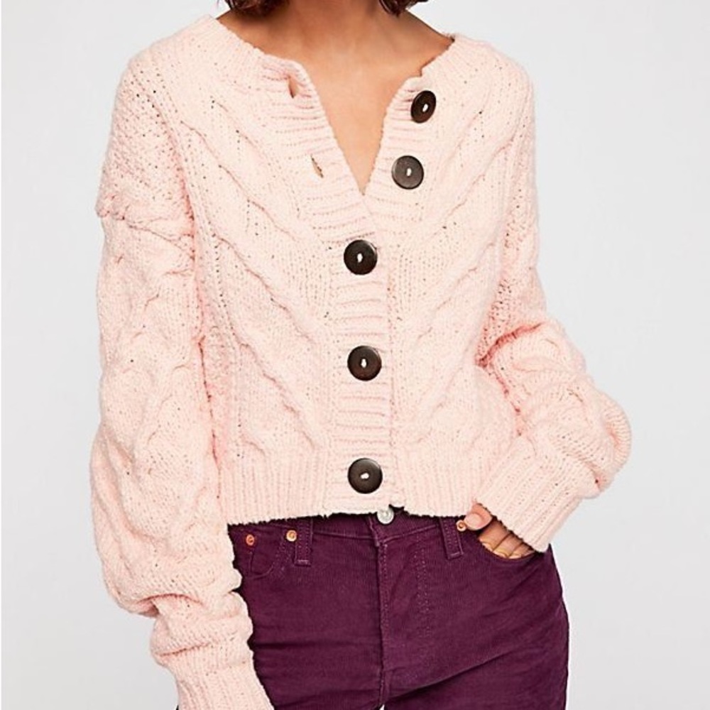 Free people bonfire cardigan in pink